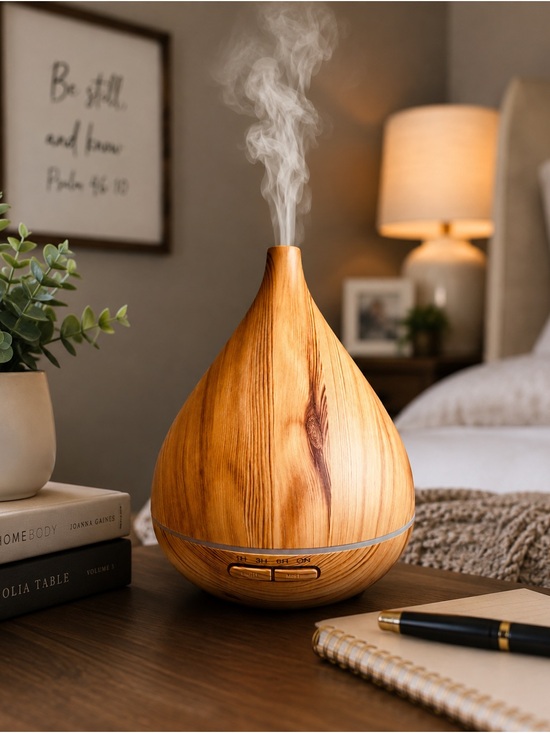 Other - Wood Grain Ultrasonic Aroma Diffuser - Natural Faux Wood Finish